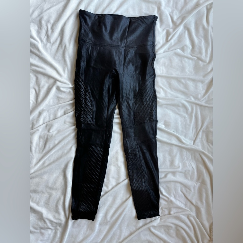 SPANX Black High-Waist Moto Leggings